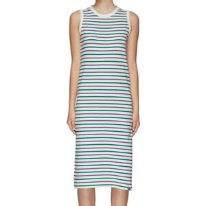 KULE The Tank Striped Midi Dress White Green Grape Size XL